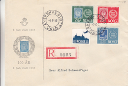 Norvège - Lettre Recommandée De 1955 - Oblitération Akershus Slott Oslo - Timbres Sur Timbres - - Briefe U. Dokumente