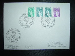 LETTRE TP SABINE DE GANDON 0,50 + 0,15 X2 + 0,20 OBL.24 Avril 1978 FETE VIN FRANCAIS TABLE ET TERROIR + RAISIN - Vins & Alcools