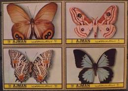 AJMAN PAPILLONS Série 45/48. 4 Valeurs Neuves Sans Charniere. MNH - Schmetterlinge