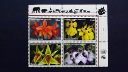 UNO-Genf 510/3 **/mnh, Gefährdete Arten: Orchideen:Laelia Milleri, Psygmorchis Pusilla, Dendrobium Cruentum, Knabenkraut - Ongebruikt