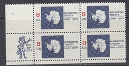 United States 1971 Antarctic Treaty 1v Bl Of 4 (+ ZIP Code)  ** Mnh  (34303) - Trattato Antartico