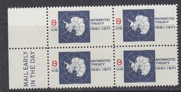 United States 1971 Antarctic Treaty 1v Bl Of 4 (+ Mail Early In The Day)  ** Mnh  (34303A) - Antarctic Treaty