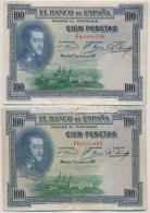 Spanyolország 1936 (1925). 100P (4x) + 1953. 1P T:III,III-
Spain 1936 (1925). 100 Pesetas (4x) + 1953. 1... - Non Classés