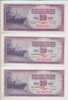 Jugoszlávia 1974. 20D (4x) Közte 3db SorszámkövetÅ‘ + 1981. 20D (2x)... - Sin Clasificación