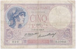 Franciaország 1928. 5Fr T:III- Ly.
France 1928. 5 Francs C:VG Hole
Krause 72. - Non Classés