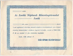 Izsák 1926. 'Izsáki Népbank Részvénytársulat' Egyhuszad... - Sin Clasificación