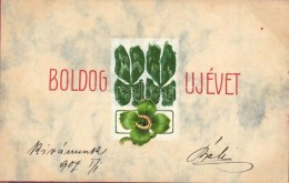 T2 Boldog Újévet / New Year Greeting, Clovers, Art Nouveau Emb. - Non Classés