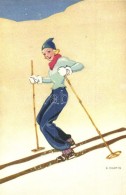 ** T2/T3 Skiing Lady, Edition Stehli No. 606. S: E. Martin - Non Classés