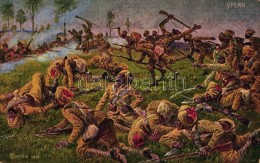 ** T2 Kampf Mit Indischen Truppen (Gurkhas) Bei Ypern / The Battle Of Ypern, Artist Signed - Non Classés