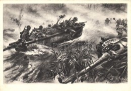 ** T2/T3 Bateaux D'attaque Allemands Traversent Un Fleuve / German Military Boats Crossing The River, WWII - Non Classés