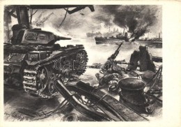 ** T2/T3 Un Char D'assaut Allemand Prend Sous Son Feu Des Unités De La Flotte Anglaise / German Panzer III... - Non Classés