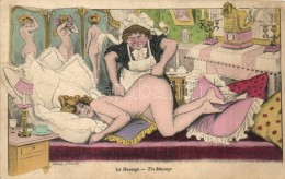 ** T2/T3 Le Massage / The Massage, Humorous Erotic Art Postcard  S: Xavier Sager (EK) - Non Classés