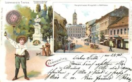 T2 Chernivtsi, Czernowitz; Tómaszezuk Denkmal, Hauptstrasse-Ringplatz, Rathaus, Leonhardi's Tinten /... - Non Classés