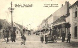 T2 Pöstyén, Piestany; Ferenc József út, Férfi Riksával, Villanyoszlop... - Non Classés