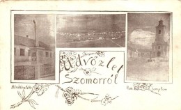 T3 Szomor, Látkép, HÅ‘si Emlék, Római Katolikus Templom, Floral Art Nouveau (EB) - Non Classés