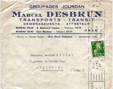 Algérie Lettre OMEC Algérie Nouvelle Vivra Française Oran 1958 Entête Transport Déménagement - Lettres & Documents