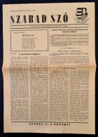 1956 Bp., A Szabad Szó, A Nemzeti Parasztpárt Központi Lapja 24. évfolyamának 1.... - Non Classés
