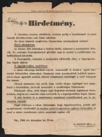 1944 Vác Városi Hirdetmény  A Bombázások Miatt Lakatlan Lakások... - Non Classés