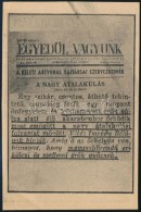 Cca 1940 Egyedül Vagyunk Hungarista Röplap - Non Classés