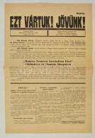 1938 'Ezt Vártuk! Jövünk!' Magyar Nemzeti Szocialista Párt FöldmÅ±ves és... - Non Classés