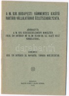 1928 A M. Kir. Budapesti Vámmentes KikötÅ‘ Raktári Vállalatának... - Non Classés