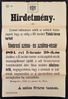 1894 FÅ‘városi Szénavásár Hirdetmény - Non Classés