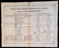 1867 Nemes Hunyad Vármegye TisztviselÅ‘inek Névsora, FÅ‘ispán Kun Kocsárd, Hajtott,... - Non Classés