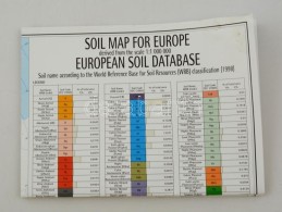 2001 Soil Map For Europe, Európa Talajtérképe, 1:1000000, 95×107 Cm - Autres & Non Classés