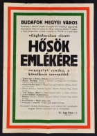 Cca 1930 Budafok  I. Világháborús Emlékünnep Plakátja 40x60 Cm - Andere & Zonder Classificatie