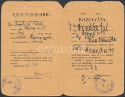 1945 Bp., Szabad Közlekedést Biztosító Magyar és Orosz NyelvÅ± Igazolvány - Non Classés