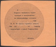 Cca 1940 Motorkerékpár Forgalmi Engedélye, Kitöltetlen - Non Classés