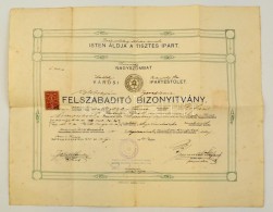 1920 Nagyszombat, Városi Ipartestület Felszabadító Bizonyítványa... - Non Classés