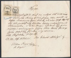 1867 Révfalu, Felvett PénzrÅ‘l Szóló Nyugta 10kr+3kr Okmánybélyeggel - Non Classés