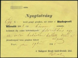 1848 Nyugtatvány A Budapesti Hiradóba Feladott HirdetésrÅ‘l - Non Classés