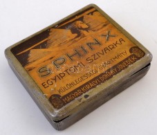 Sphinx Egyiptomi Szivarka Fém Doboz, Kopásnyomokkal, 9×7,5×2,5 Cm - Other & Unclassified