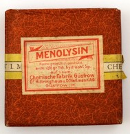 Menolysin Régi Gyógyszeres Dobozka, Tartalommal, 7x7x1,5 Cm - Other & Unclassified