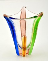 Anyagában Színezett, Szakított üvegváza, Hibátlan, M: 20 Cm - Verre & Cristal