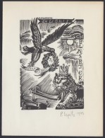Peteris Upitis (1896-1976): Ex Libris Blasbjerg. Fametszet, Papír, Jelzett, 9×7 Cm - Autres & Non Classés