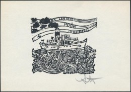 Stettner Béla (1928-1984): Ex Libris, Poór Ferenc. Linó, Papír, Jelzett, 6×7 Cm - Autres & Non Classés