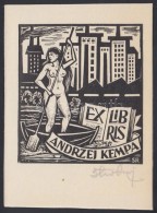 StanisÅ‚aw Rolicz (1913-1997): Erotikus Ex Libris. Fametszet, Papír, Jelzett, / Polish Erotic Bookplate,... - Autres & Non Classés