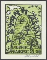 Leboroni, Maria Elisa (?- ): Ex Libris Francesco Del Sole, Fametszet, Papír, Jelzett, 10,5×8 Cm - Autres & Non Classés
