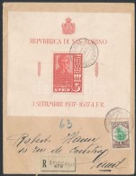 1938 Ajánlott Levél Blokkal Bérmentesítve Belgiumba / Mi Block 3 On Registered Cover To... - Andere & Zonder Classificatie