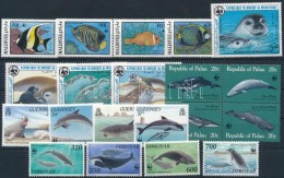 ** 1983-1990 WWF: Tengeri állatok Motívum 20 Klf Bélyeg, Közte Sorok (minden... - Autres & Non Classés