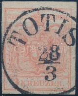 O 1850 3kr HP III. Teljes / Szép Szélekkel, Kis Vízjellel, Lemezhibával / With Small... - Autres & Non Classés