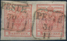 O 1850 3kr Pár / Pair HP III. Szép / óriási Szélekkel, Eredeti... - Autres & Non Classés