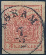 O 1850 3kr HP III. Szép Szélekkel, Eredeti Gumival / With Nice Margins, Original Gum 'AGRAM' - Autres & Non Classés