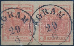 O 1850 3kr Pár / Pair HP III. Jó / óriási Szélekkel, Felül üreges... - Autres & Non Classés