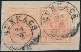 1850 2 X 3kr MP III. Teljes / óriási Szélekkel / With Nice Margins 'MUNKÁCS' - Autres & Non Classés