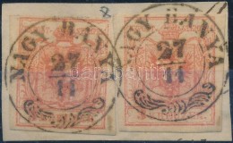 1850 2 X 3kr MP III. Teljes / Szép Szélekkel / With Nice Margins 'NAGY BÁNYA' - Autres & Non Classés