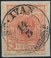1850 3kr HP I. Teljes / Szép Szélekkel, Vízjellel, Kis Papírránc / With... - Autres & Non Classés